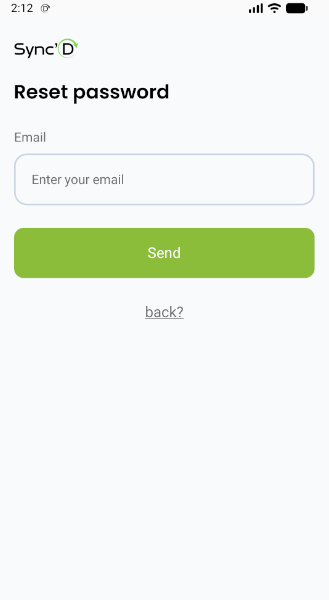 Reset Password screen